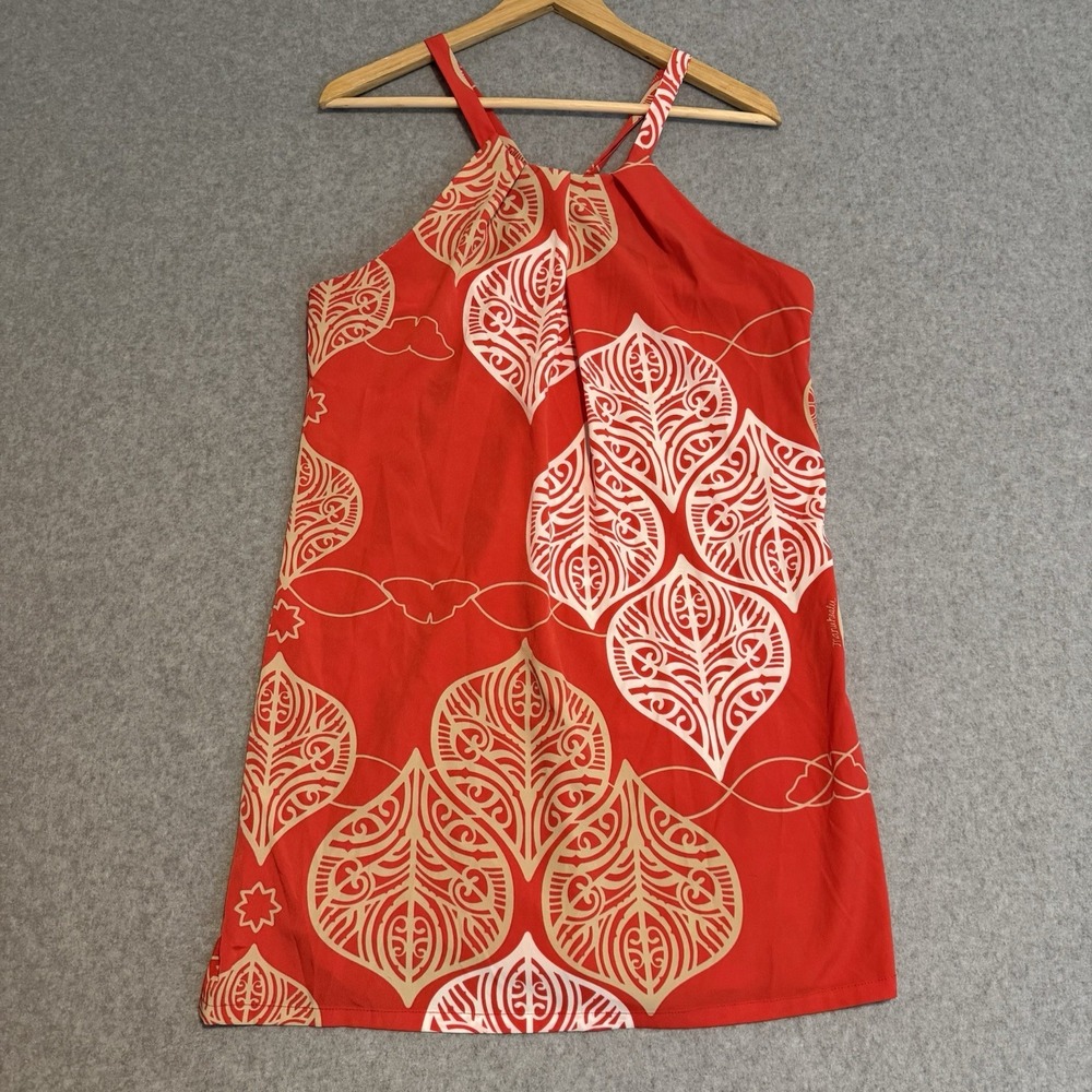 Manuhealii Halter Tank Dress Sz Large Hawaiian Leaf Taro Ulu Limited Adjustable